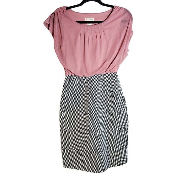 Enfocus Studio Pink & Black Polka Dot Sheath Dress Size 8 - Picture 1 of 13